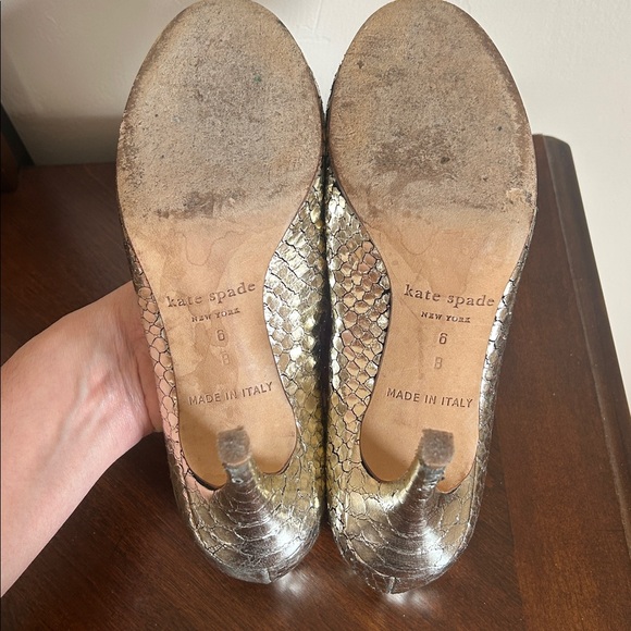 Kate Spade Karolina Python Embossed Leather Metallic Heels - Picture 8 of 8